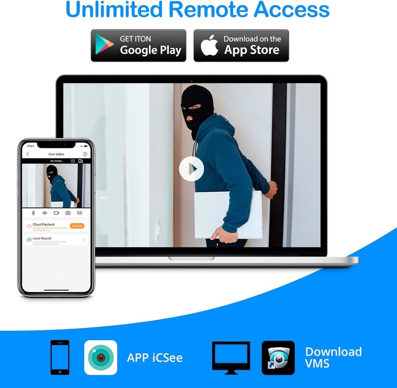 Fuers مسجل DVR CCTV 5MP 8CH مع قرص صلب 1TB، كشف البشر/الوجه، 8 قنوات 1080p H.265+ هجين 6 في 1 للمراقبة المنزلية السلكية - Image 4